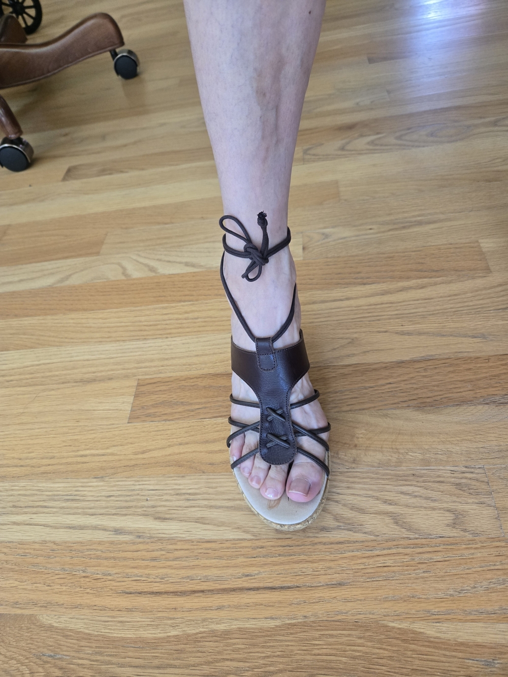 Women's Brown Lace-Up Leather Gladiator Sandals